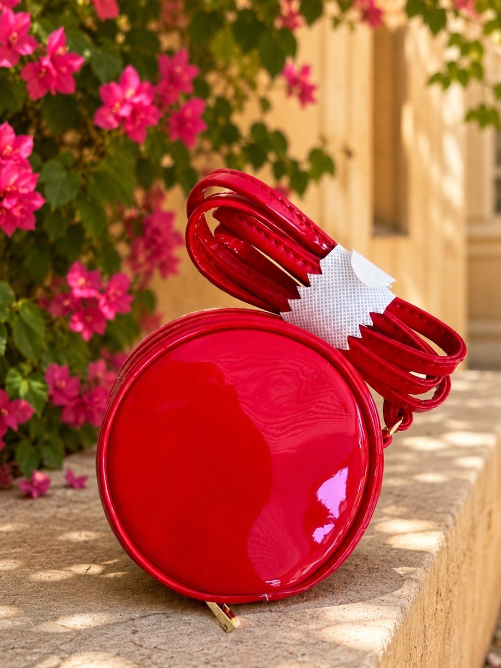 LOW START š„ Marc Jacobs Sling Shot Glossy Patent Mini Red Round Crossbody NWT - Picture 10 of 14